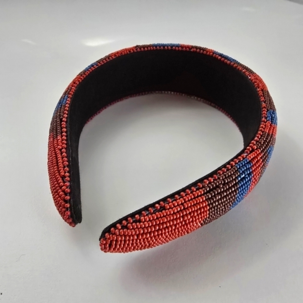 NEW Bohemian Seed Beaded Aztec Patterned Headband - Picture 4 of 6